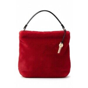 NWT ALESSIA Capri Red Faux Fur Large Hobo Shoulder Bag Made in Italy